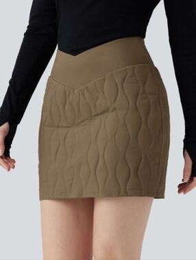 NWT HALARA PuffFlex Crossover High Waisted Bodycon Mini Skirt Size Small